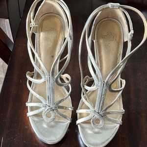 Silver, high healed shoes